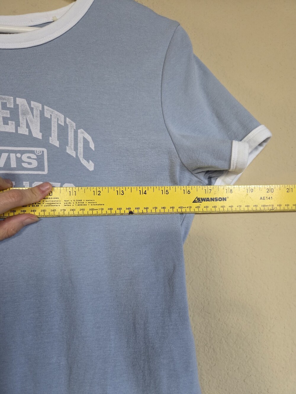 Levis Powder Blue White Ringer Tee Authentic - Picture 3 of 6